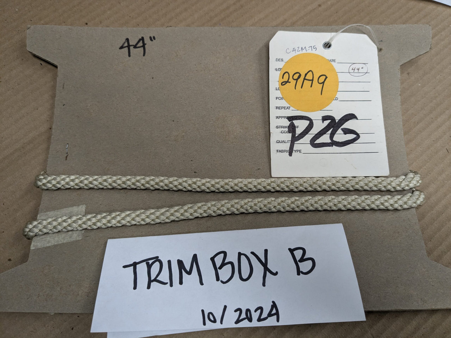 44 inches Scalamandre 100% Silk Rope Trim C42-53 (Trim Box B) Woven Cream Beige