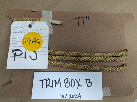 77" Scalamandre 100% Silk Rope Trim C42-59 (Trim Box B) Woven Brown Green Beige