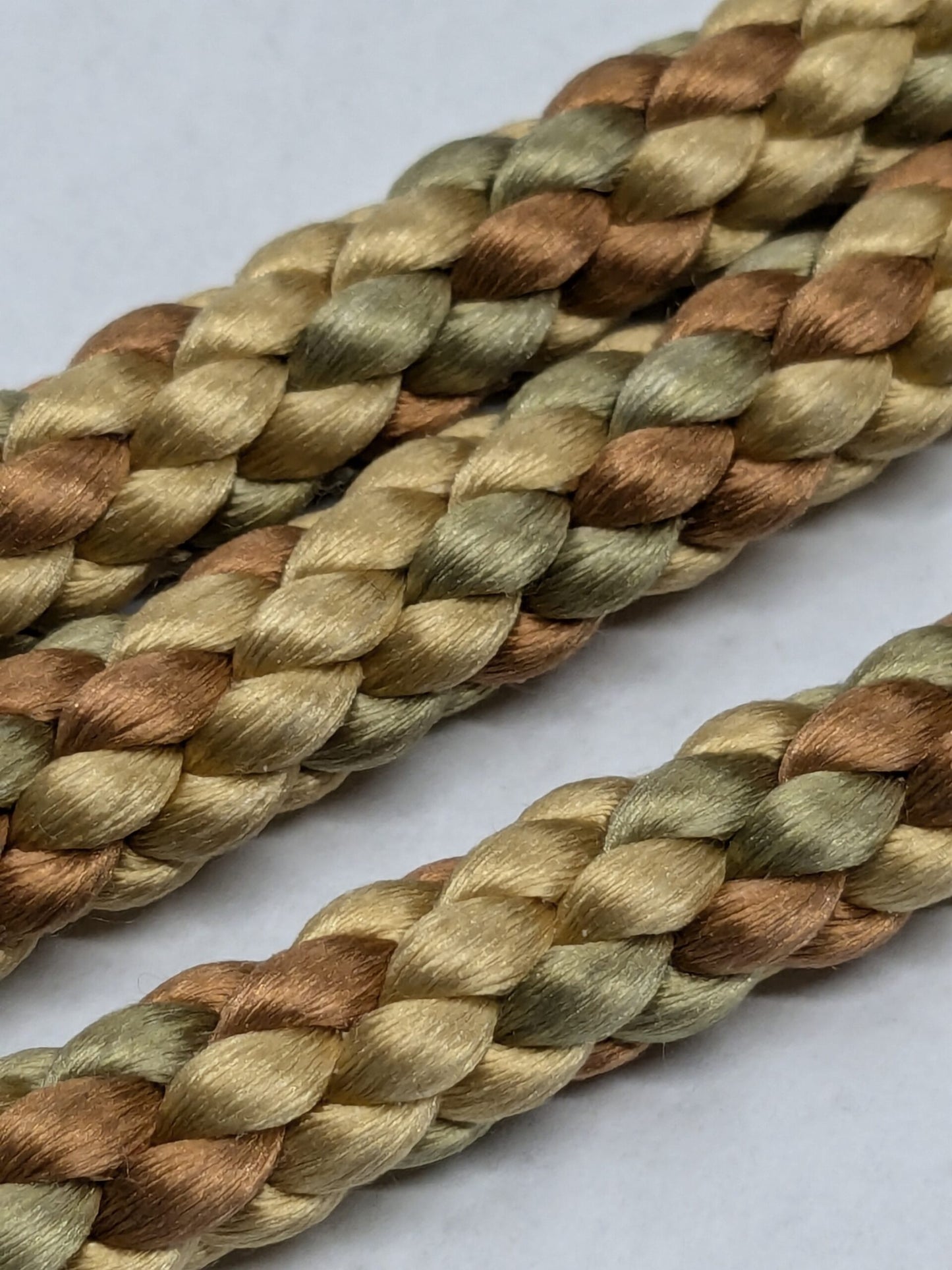 77" Scalamandre 100% Silk Rope Trim C42-59 (Trim Box B) Woven Brown Green Beige