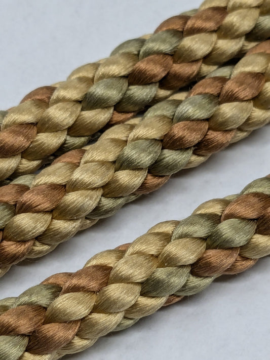 77" Scalamandre 100% Silk Rope Trim C42-59 (Trim Box B) Woven Brown Green Beige