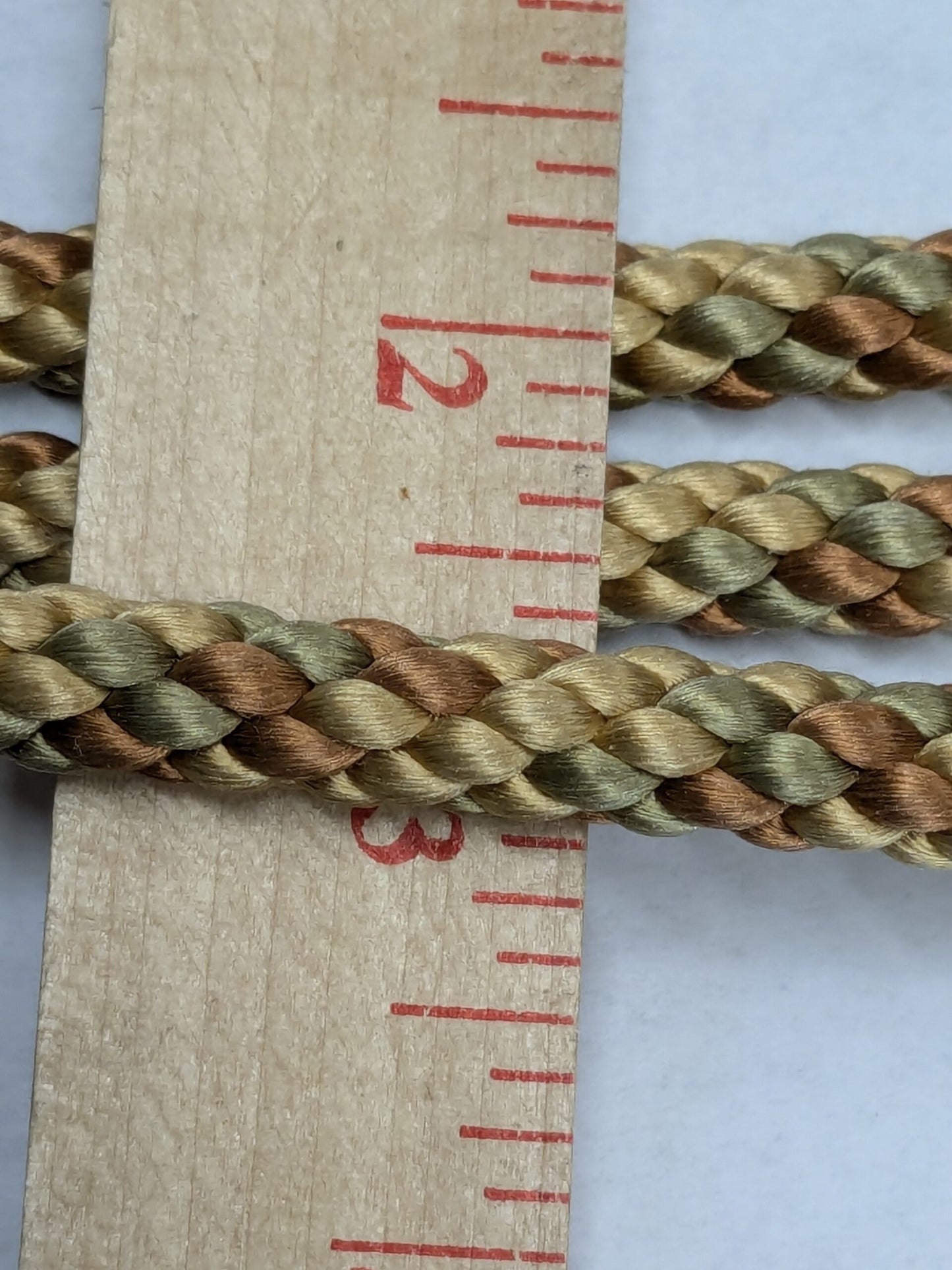 77" Scalamandre 100% Silk Rope Trim C42-59 (Trim Box B) Woven Brown Green Beige