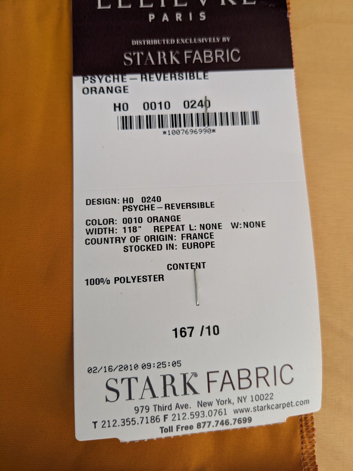 37 EV45 Square Scalamandre Lelievre Paris Psyche Reversible Orange Polyester Solid Taffeta