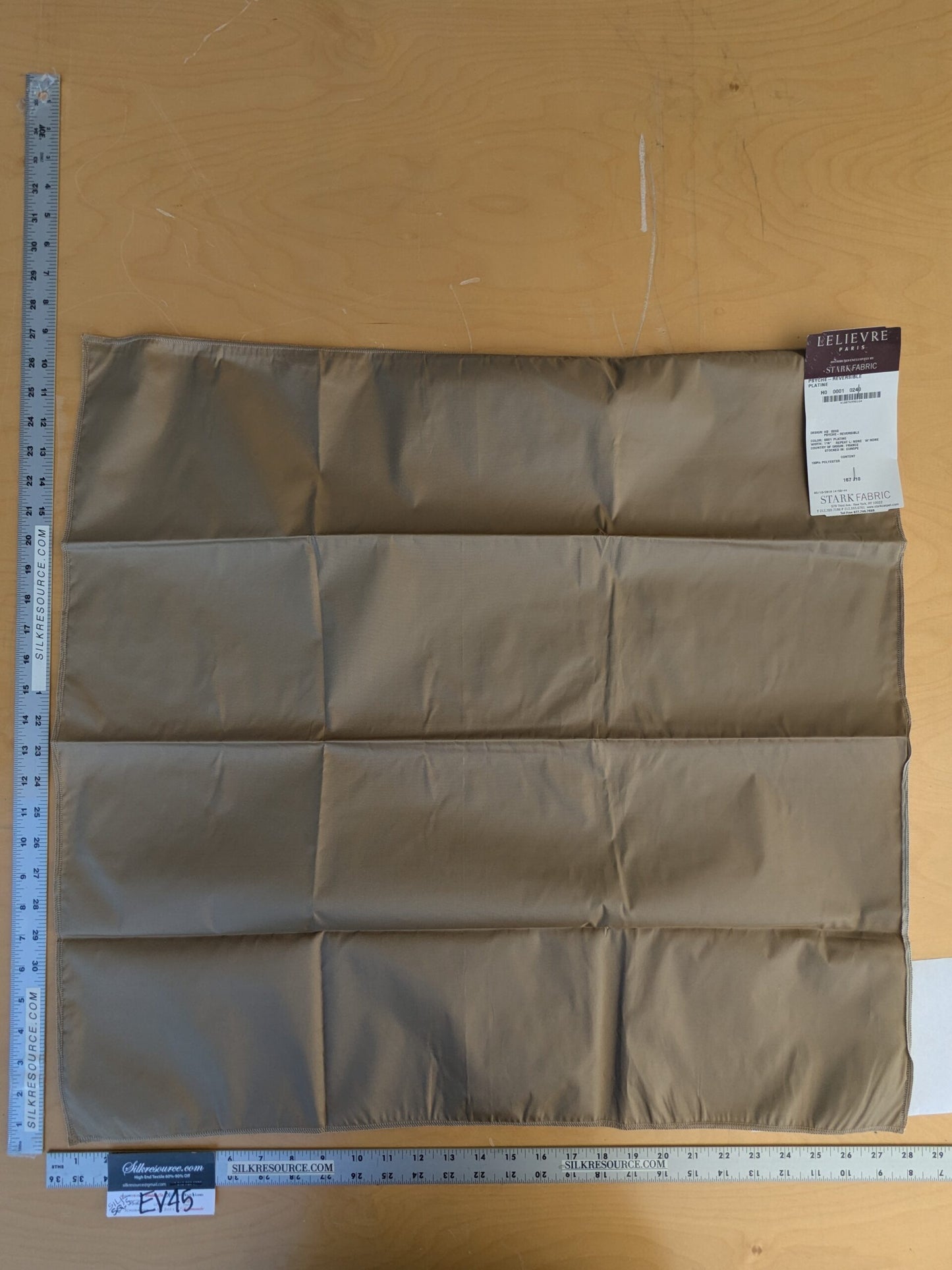 38 EV45 Square Scalamandre Lelievre Paris Psyche Reversible Platine Medium Gray Polyester Solid Taffeta