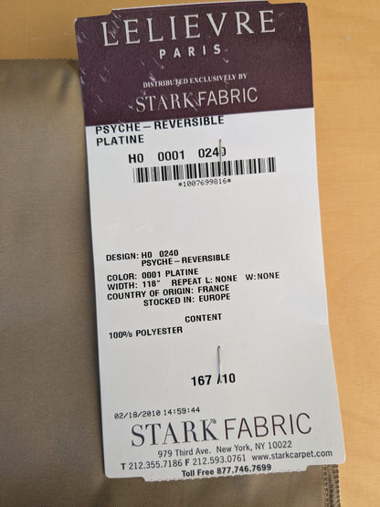 38 EV45 Square Scalamandre Lelievre Paris Psyche Reversible Platine Medium Gray Polyester Solid Taffeta