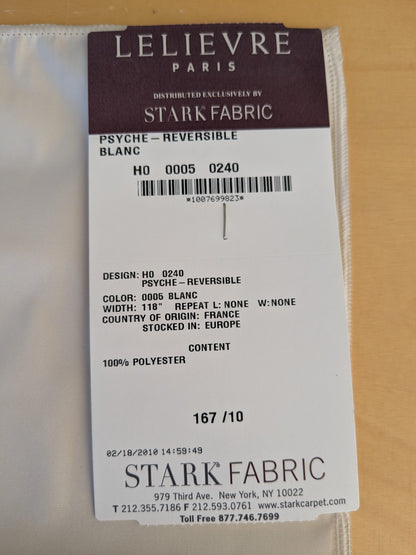 41 EV45 Square 27" x 27" Scalamandre Lelievre Paris Psyche Reversible Blanc White Polyester Solid Taffeta