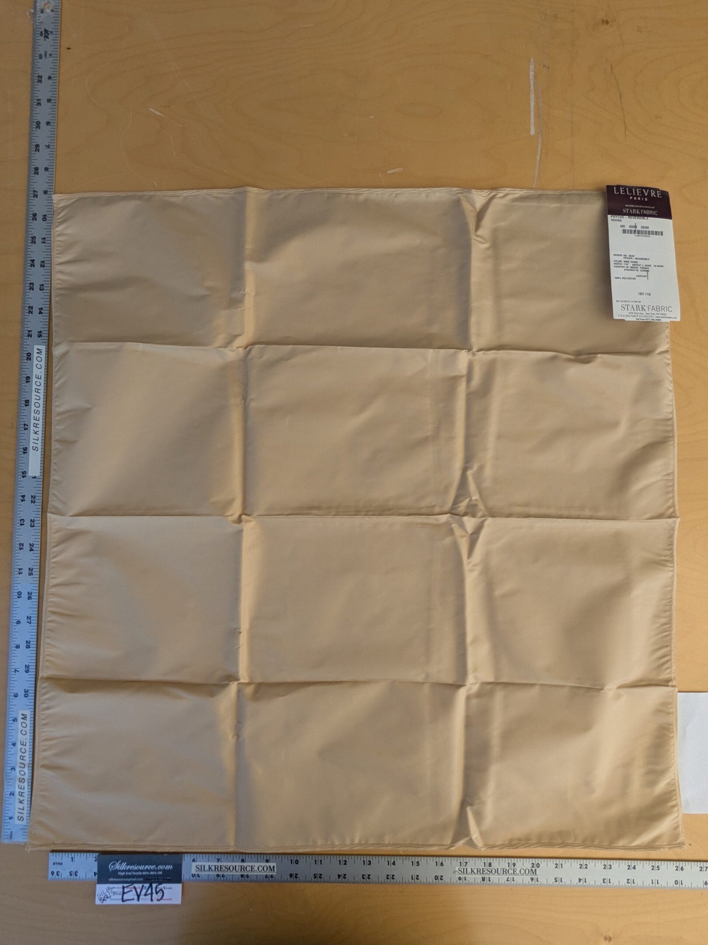 42 EV45 Square 27" x 27" Scalamandre Lelievre Paris Psyche Reversible Ivoire Ivory Polyester Solid Taffeta Stain!