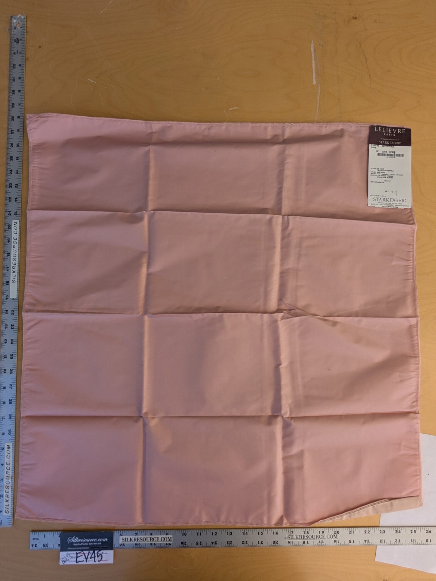 43 EV45 Square Scalamandre Lelievre Paris Psyche Reversible Rose Pink Polyester Solid Taffeta