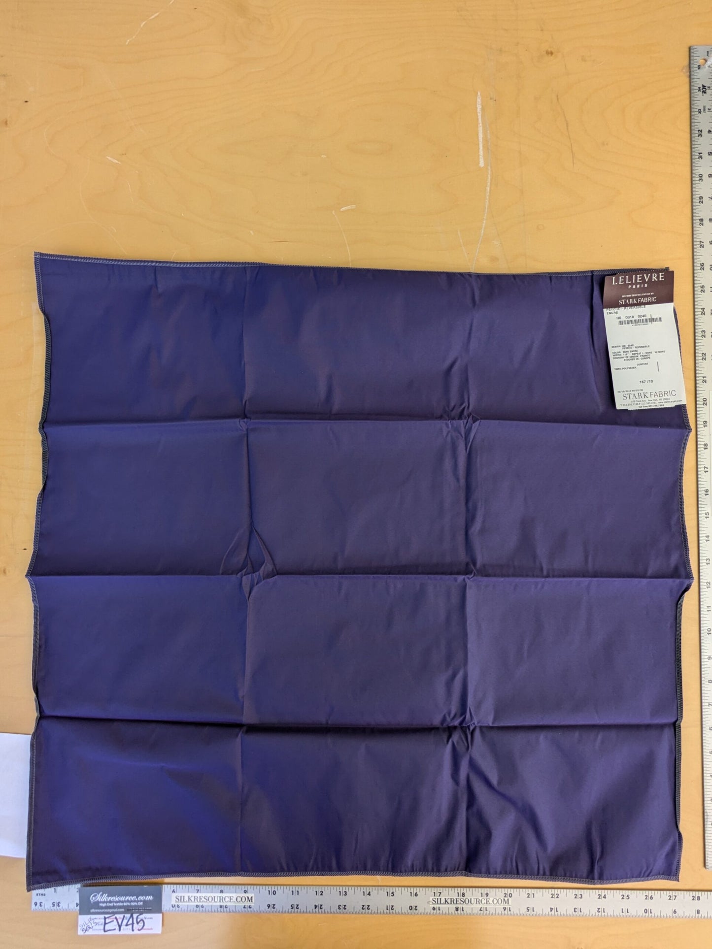 49 EV45 Square Scalamandre Lelievre Paris Psyche Reversible Encre Purple Polyester Solid Taffeta