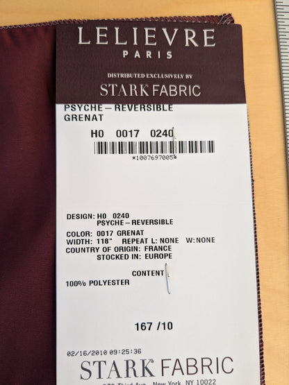 49 EV45 Square Scalamandre Lelievre Paris Psyche Reversible Grenat Deep Red Polyester Solid Taffeta