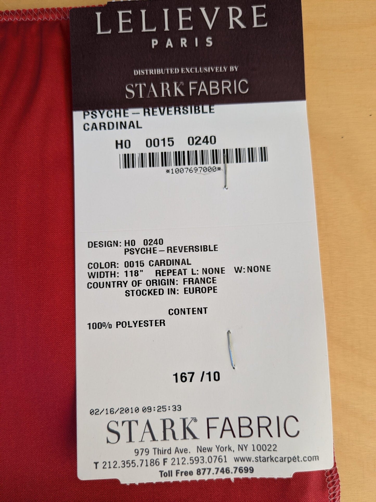 51 EV45 Square Scalamandre Lelievre Paris Psyche Reversible Cardinal Red Polyester Solid Taffeta