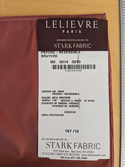 52 EV45 Square Scalamandre Lelievre Paris Psyche Reversible Bruyere Light Red Polyester Solid Taffeta