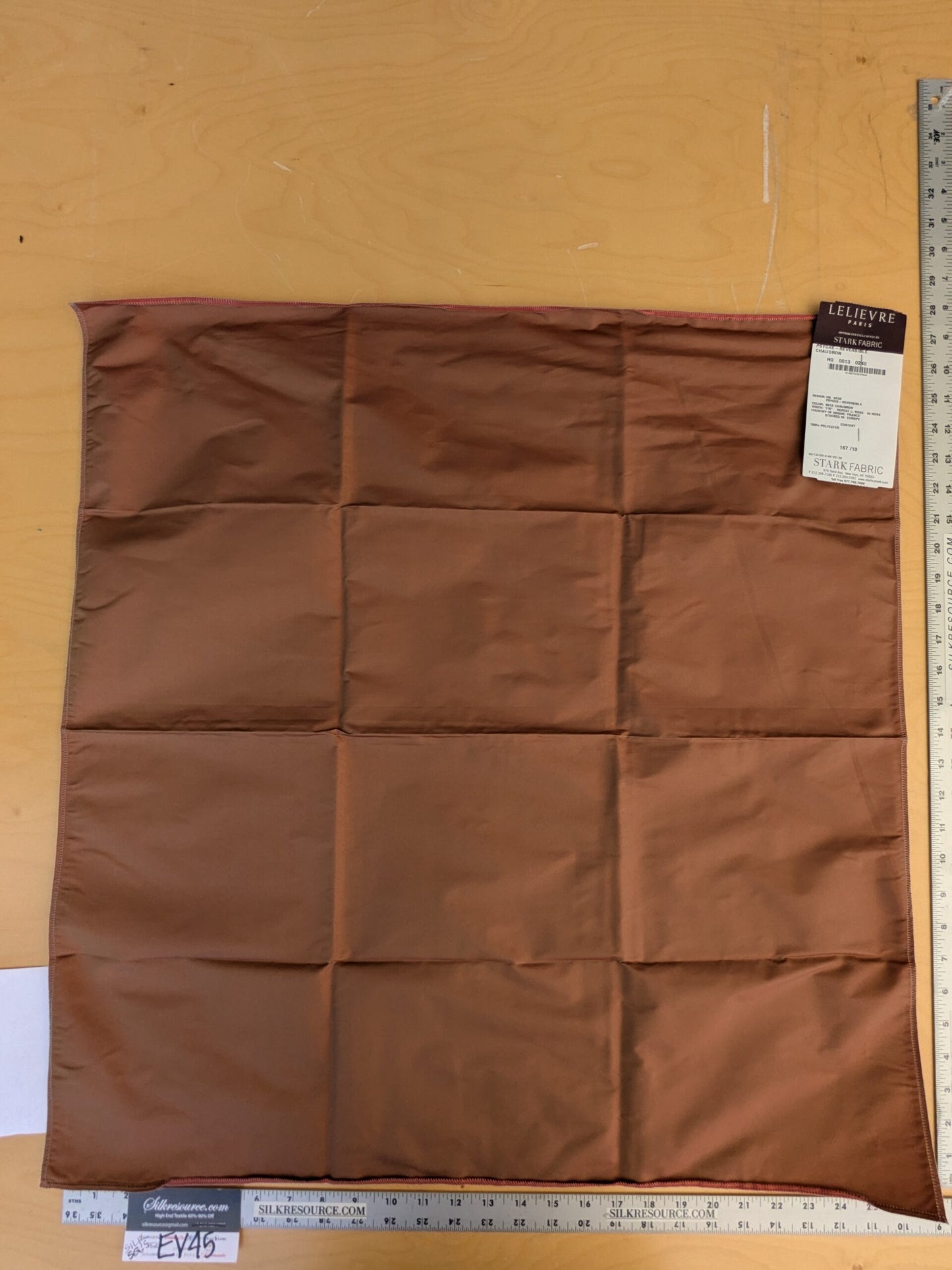 54 EV45 Square Scalamandre Lelievre Paris Psyche Reversible Chaudron Light Brown Polyester Solid Taffeta