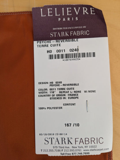 56 EV45 Square Scalamandre Lelievre Paris Psyche Reversible Terre Cuite Orange Polyester Solid Taffeta