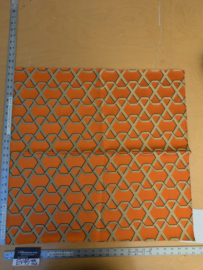 58 EV45 Square Scalamandre Lelievre Ribon Kumquat Orange White Black Jacquard Diamond Ogee Fretwork Lattice Large Jacquard MSRP USD 300+/y