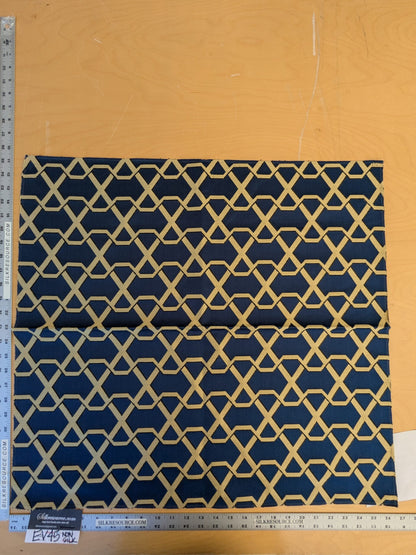 61 EV45 Square Scalamandre Lelievre Ribon Orient Blue Jacquard Diamond Ogee Fretwork Lattice Large Jacquard MSRP USD 300+/y