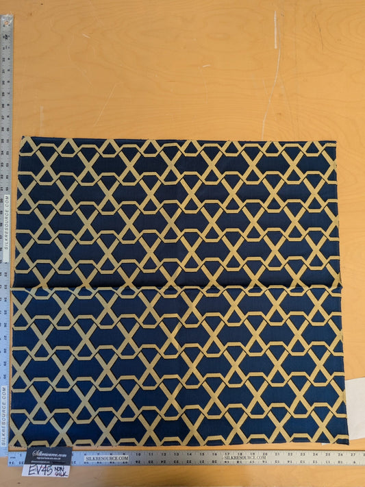 61 EV45 Square Scalamandre Lelievre Ribon Orient Blue Jacquard Diamond Ogee Fretwork Lattice Large Jacquard MSRP USD 300+/y