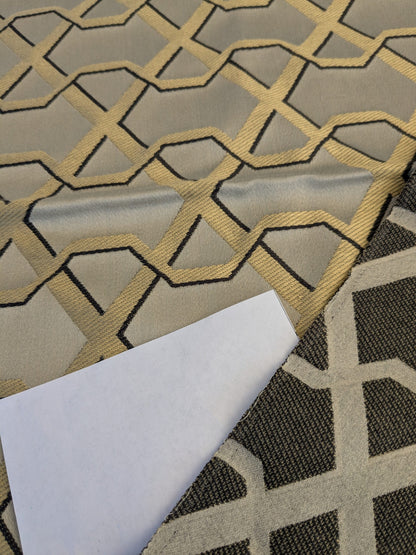 62 EV45 Square Scalamandre Lelievre Ribon Opaline Gray Jacquard Diamond Ogee Fretwork Lattice Large Jacquard MSRP USD 300+/y