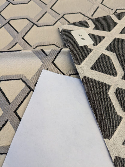 64 EV45 Square Scalamandre Lelievre Ribon Argent Gray Jacquard Diamond Ogee Fretwork Lattice Large Jacquard MSRP USD 300+/y