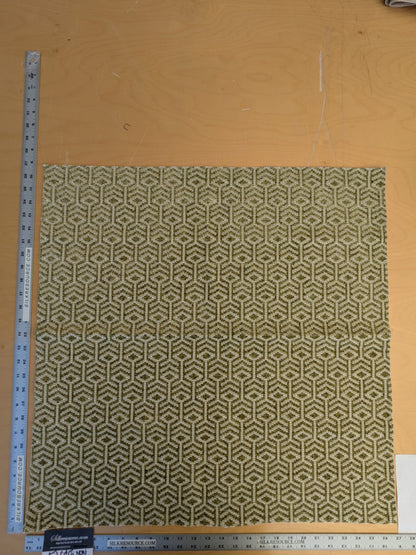 65 EV45 Square Scalamandre Old World Weavers Axial Spring Green White Diamond Ogee Geometric Small Scale MSRP USD 246/y