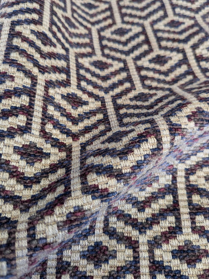 66 EV45 Square Scalamandre Old World Weavers Axial Aubergine Purple White Diamond Ogee Geometric Small Scale MSRP USD 246/y