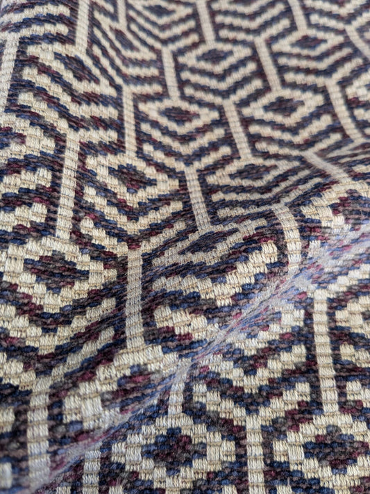 66 EV45 Square Scalamandre Old World Weavers Axial Aubergine Purple White Diamond Ogee Geometric Small Scale MSRP USD 246/y