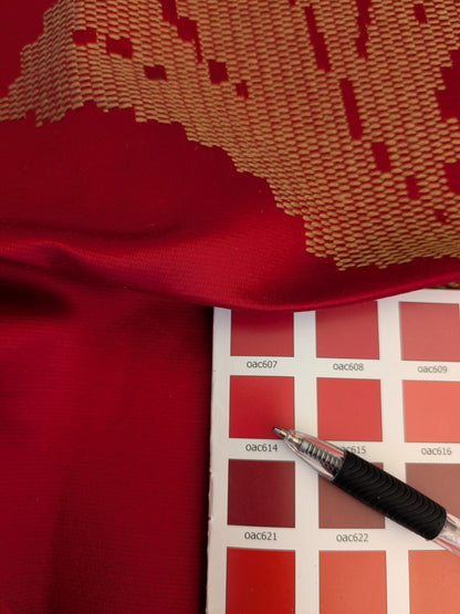 71 EV45 Square Lelievre Scalamandre Asuka Jacquards Red Abstract Botanical MSRP USD 688/Y