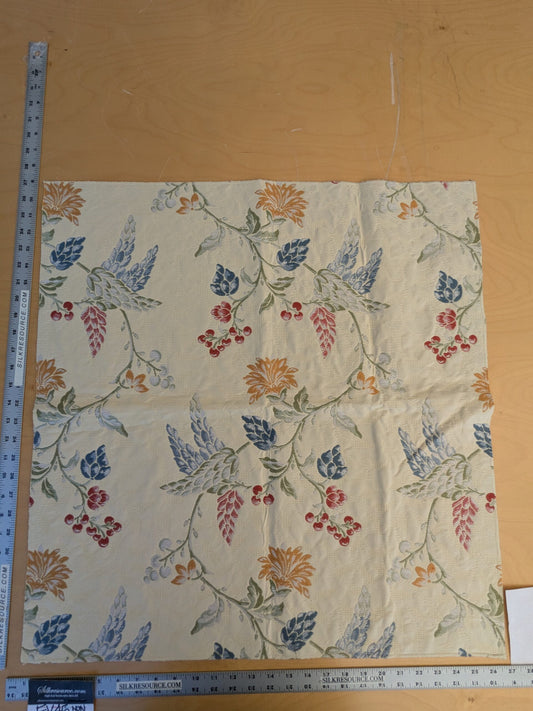 75 EV45 Square Scalamandre Colony Fabrics Artemisia Beige Fruits Floral Botanical Foliage Viscose Cotton MSRP USD300+/y