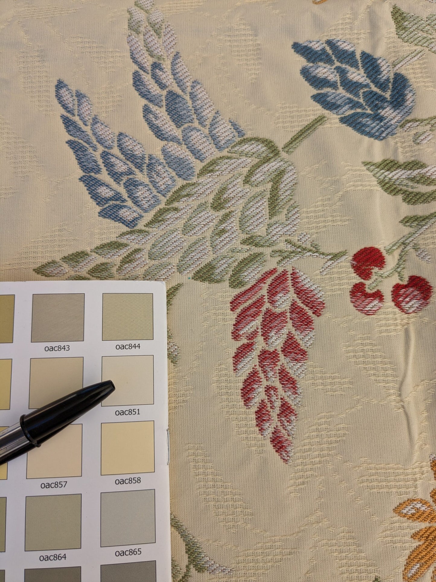 75 EV45 Square Scalamandre Colony Fabrics Artemisia Beige Fruits Floral Botanical Foliage Viscose Cotton MSRP USD300+/y