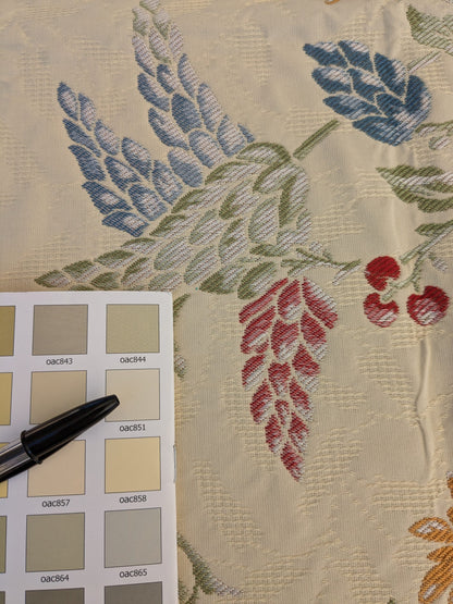 75 EV45 Square Scalamandre Colony Fabrics Artemisia Beige Fruits Floral Botanical Foliage Viscose Cotton MSRP USD300+/y