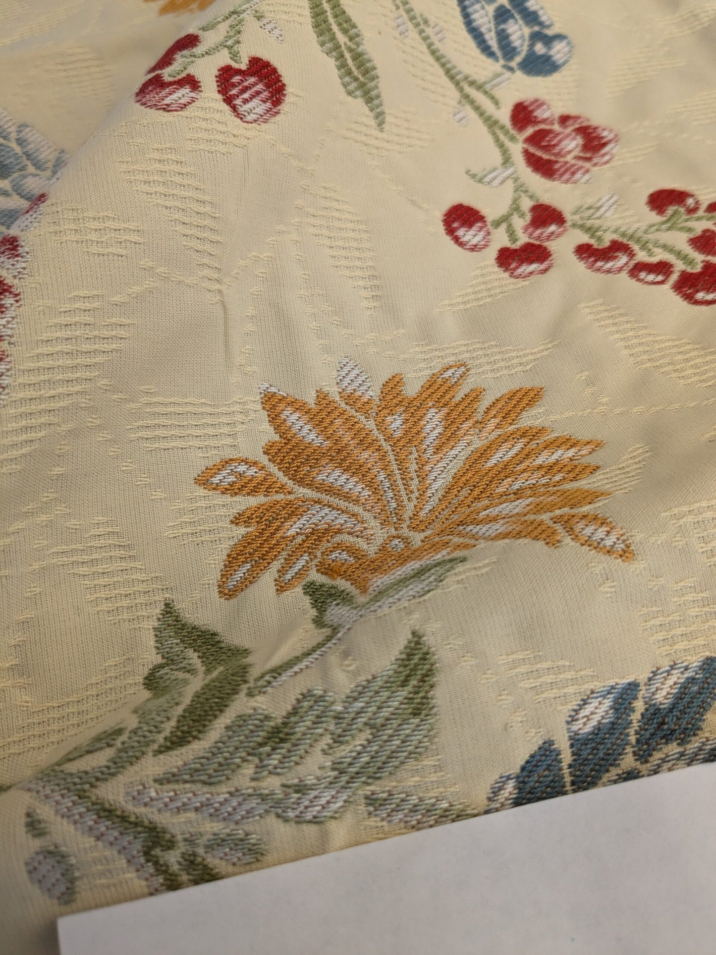 75 EV45 Square Scalamandre Colony Fabrics Artemisia Beige Fruits Floral Botanical Foliage Viscose Cotton MSRP USD300+/y