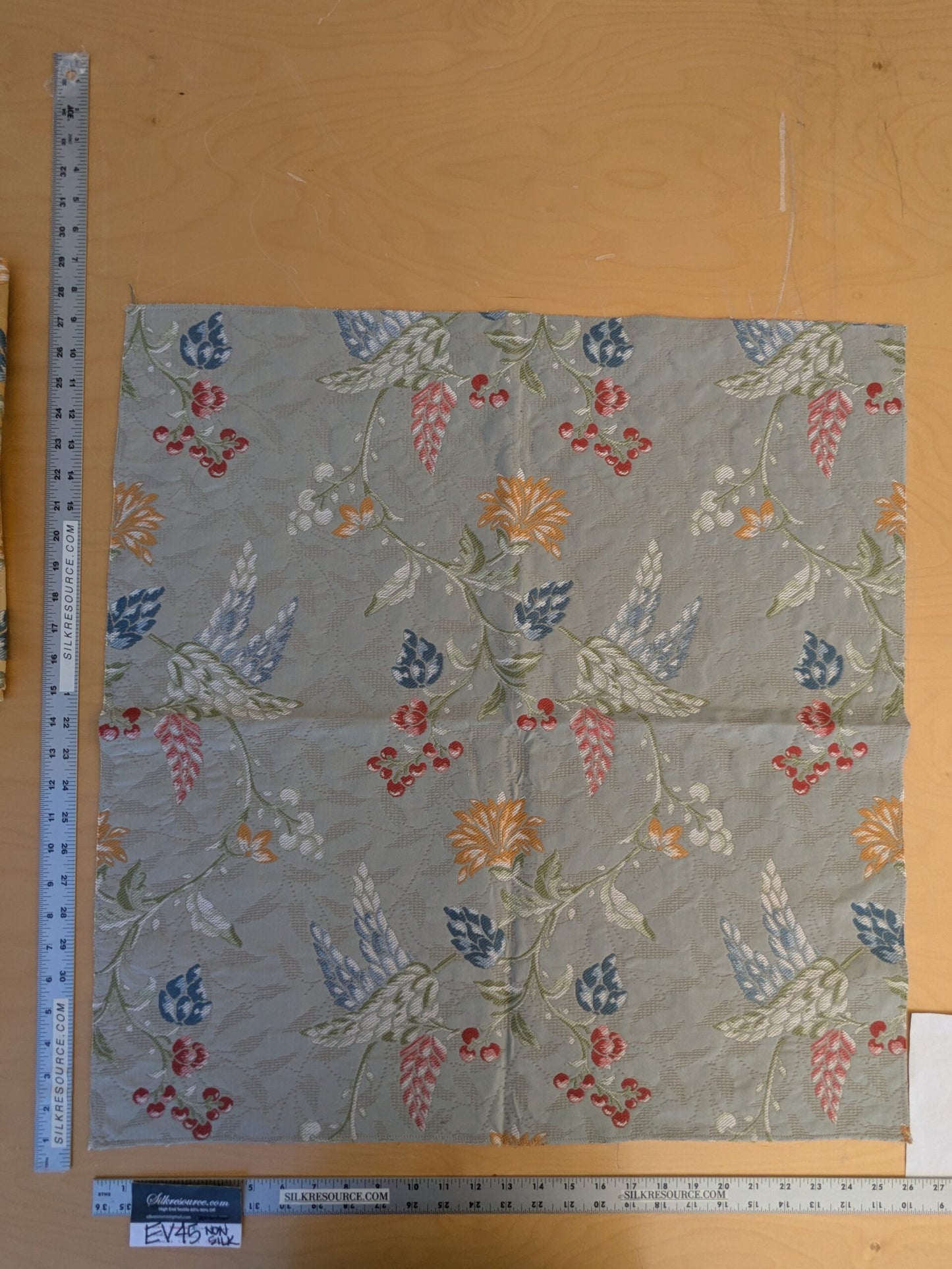 77 EV45 Square Scalamandre Colony Fabrics Artemisia Gray Fruits Floral Botanical Foliage Viscose Cotton MSRP USD300+/y