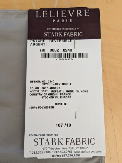 80 EV45 Square Scalamandre Lelievre Paris Psyche Reversible Argent Gray Polyester Solid Taffeta
