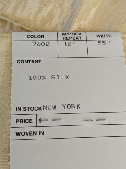 1 EV45 Silk Square 28" x 28"  Old World Weavers Cetonia Limone Damask Abstract Gold Beige MSRP USD 400/y