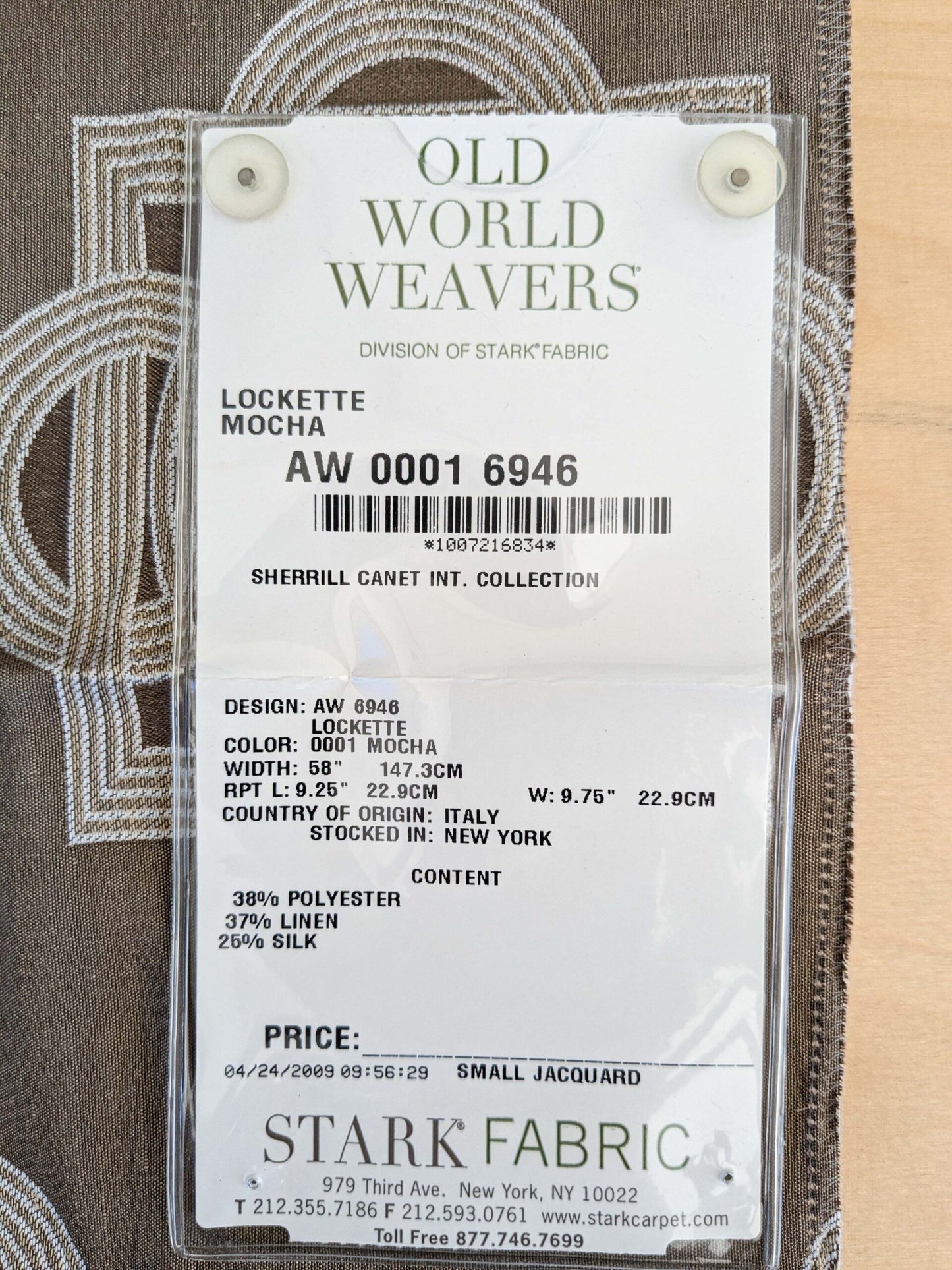 3 EV45 Silk blend Square 29" x 26" Scalamandre Old World Weaver Lockette Mocha Brown White Geometric Medallion Brown Small Jacquard