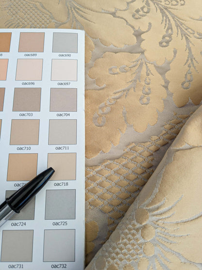 4 EV45 Silk Square 24" x 24"  Tassinari and Chatel Volanges Dore Beige Damask Floral Historic MSRP USD1414/y