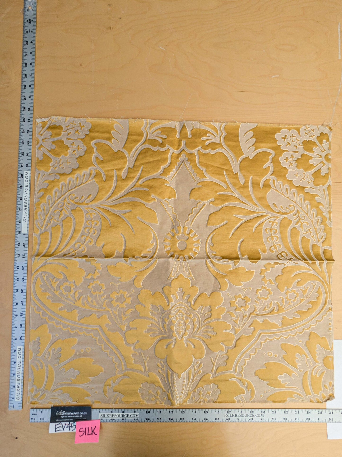 5 EV45 Silk Square 25" x 26"  Tassinari and Chatel Volanges Gold Floral Historic MSRP USD1414/y
