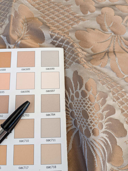 6 EV45 Silk Square 24" x 24"  Tassinari and Chatel Volanges Taupe Brown Damask Floral Historic MSRP USD1414/y