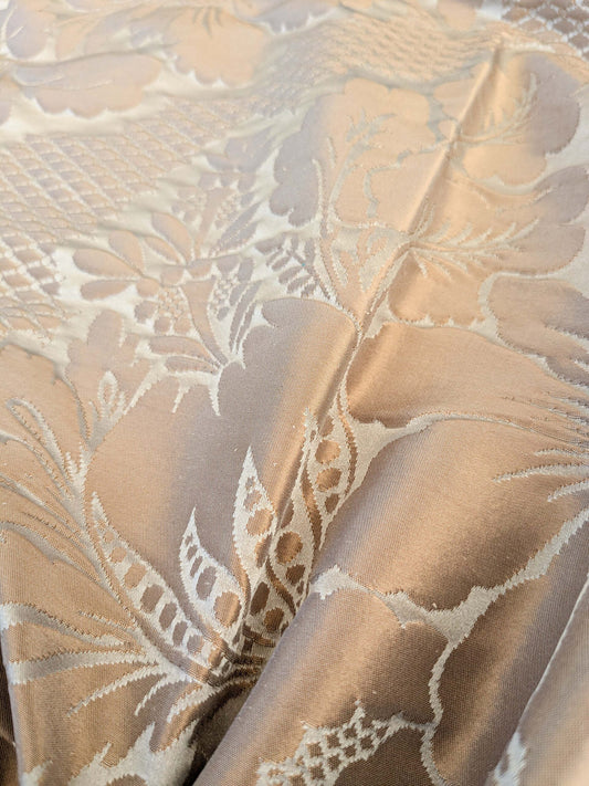 6 EV45 Silk Square 24" x 24"  Tassinari and Chatel Volanges Taupe Brown Damask Floral Historic MSRP USD1414/y