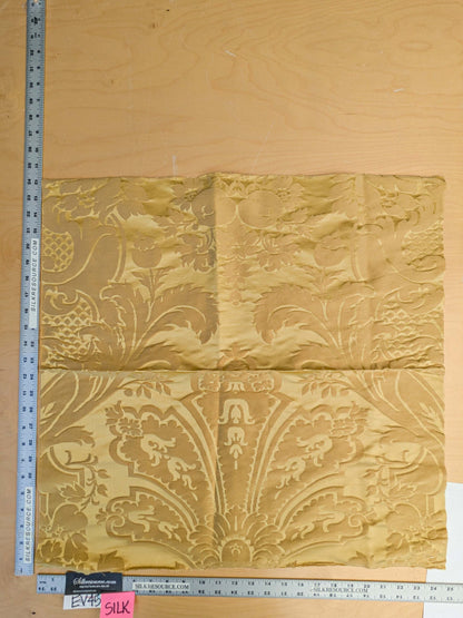 8 EV45 Silk blend Square 24" x 24"  Tassinari and Chatel Grand Dauphin Gold Damask Floral Historic MSRP USD996/y