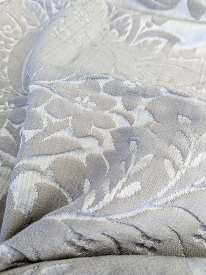 9 EV45 Silk blend Square 24" x 24"  Lelievre Paris Athenais Argent Gray Damask Wool Silk MSRP USD1082/y