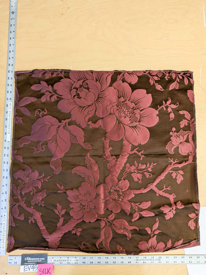 10 EV45 Silk Square 25" x 25"  Tassinari and Chatel Argenson Brun Deep Red Floral Botanical Foliage MSRP USD 1200+/y