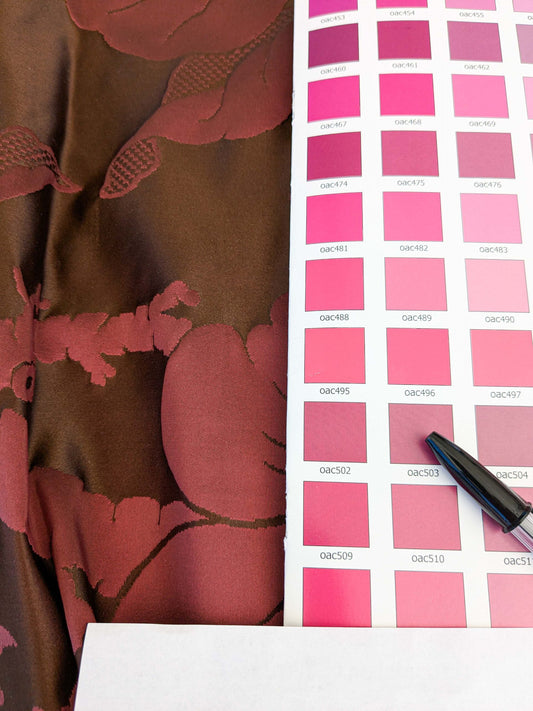 10 EV45 Silk Square 25" x 25"  Tassinari and Chatel Argenson Brun Deep Red Floral Botanical Foliage MSRP USD 1200+/y