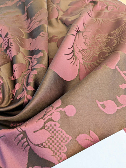 10 EV45 Silk Square 25" x 25"  Tassinari and Chatel Argenson Brun Deep Red Floral Botanical Foliage MSRP USD 1200+/y