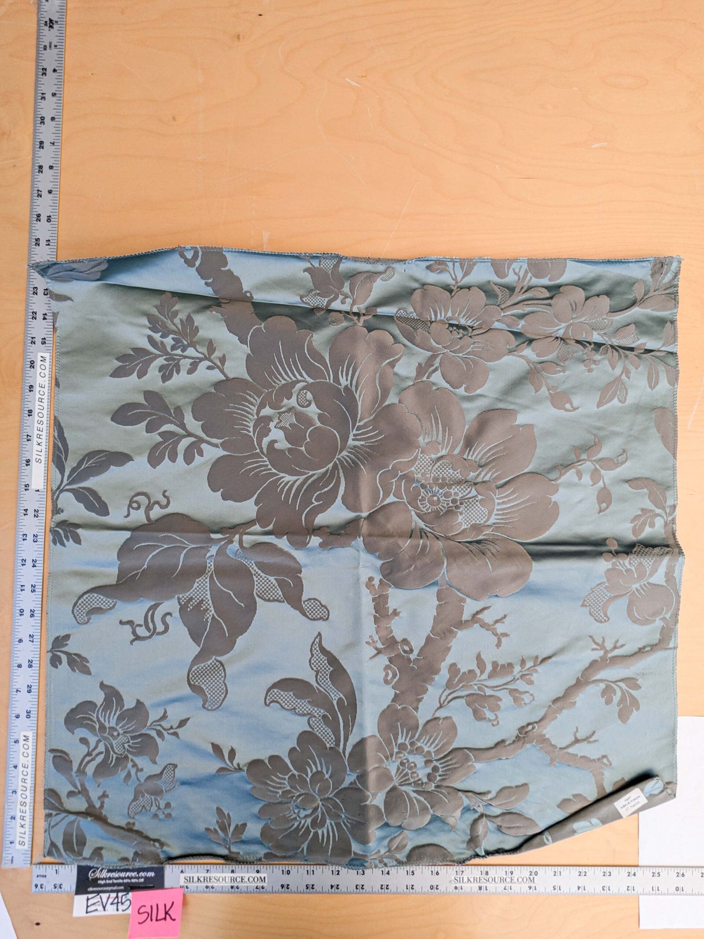12 EV45 Silk Square 24" x 25"  Tassinari and Chatel Argenson Nattier Blue Floral Botanical Foliage MSRP USD 1200+/y