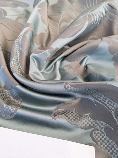 12 EV45 Silk Square 24" x 25"  Tassinari and Chatel Argenson Nattier Blue Floral Botanical Foliage MSRP USD 1200+/y