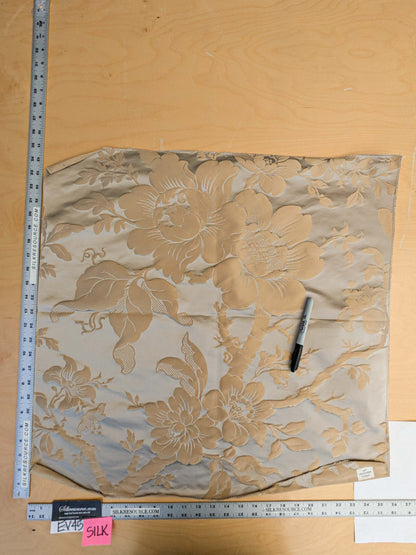 15 EV45 Silk Square 24" x 25"  Tassinari and Chatel Argenson Dore Beige Floral Botanical Foliage MSRP USD 1200+/y Small Tape Stain