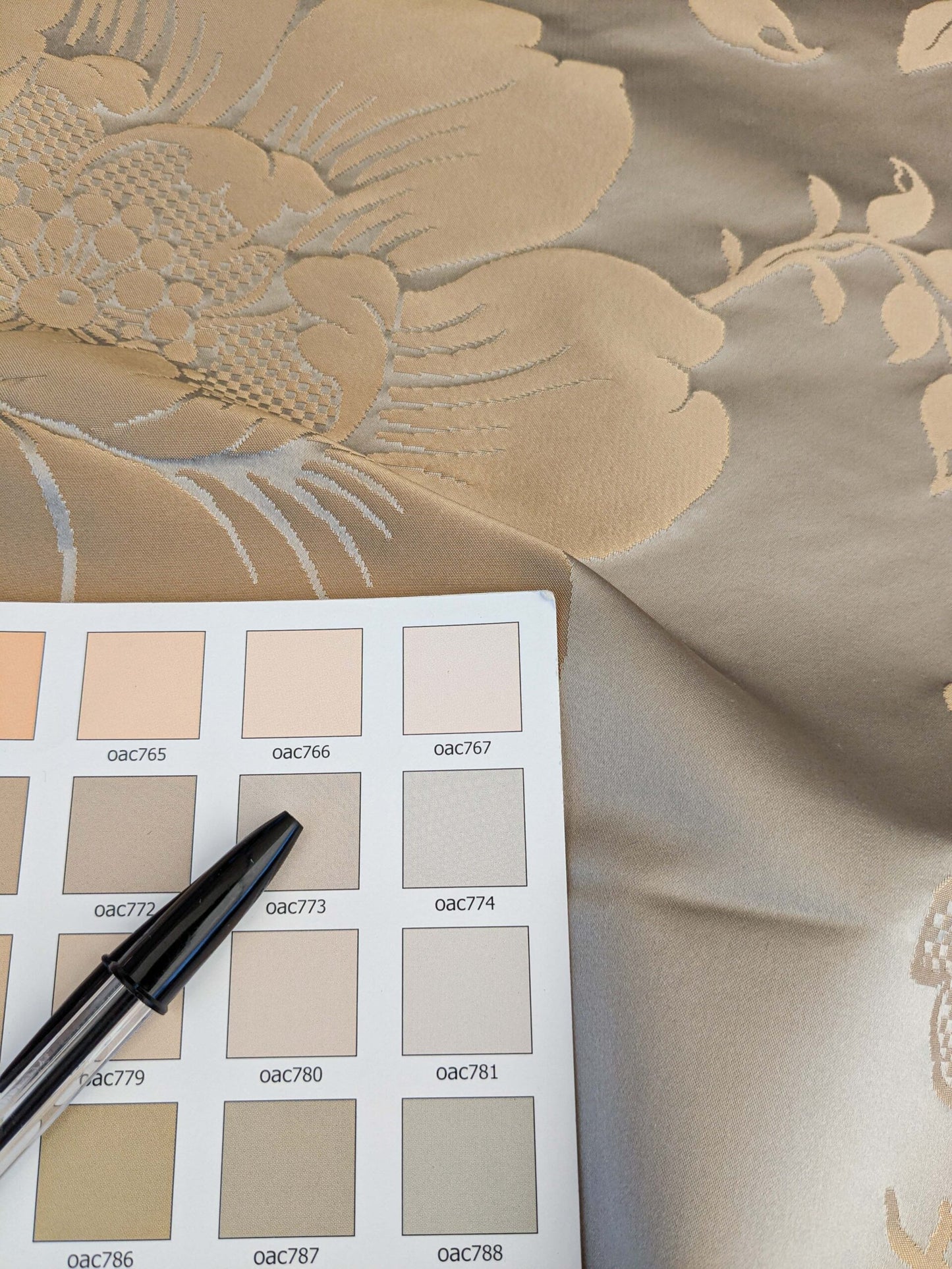 15 EV45 Silk Square 24" x 25"  Tassinari and Chatel Argenson Dore Beige Floral Botanical Foliage MSRP USD 1200+/y Small Tape Stain