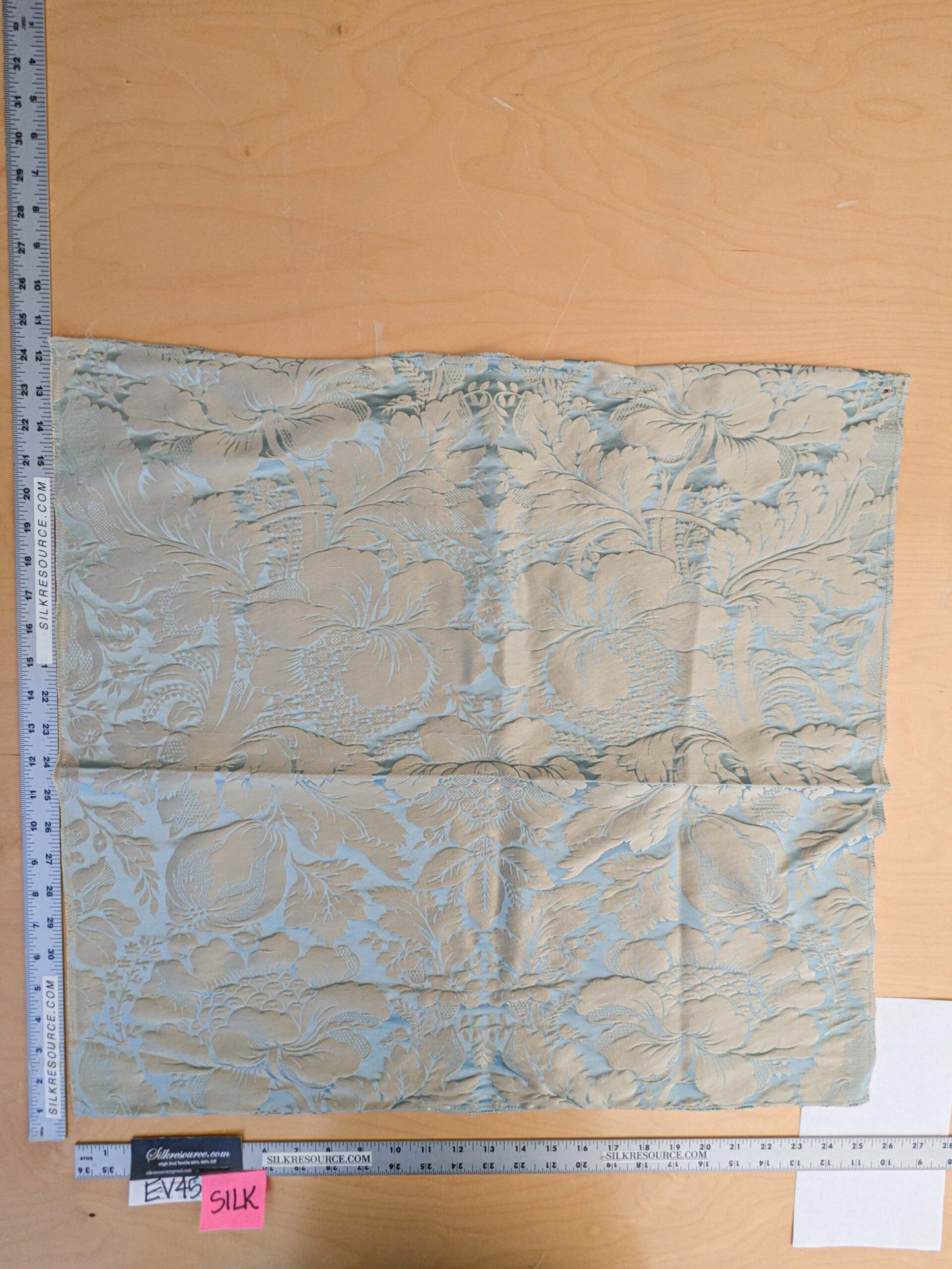 19 EV45 Silk Square 24" x 25"   Tassinari and Chatel Ventadour Bleu Blue Damask Floral Historic MSRP USD1758/y