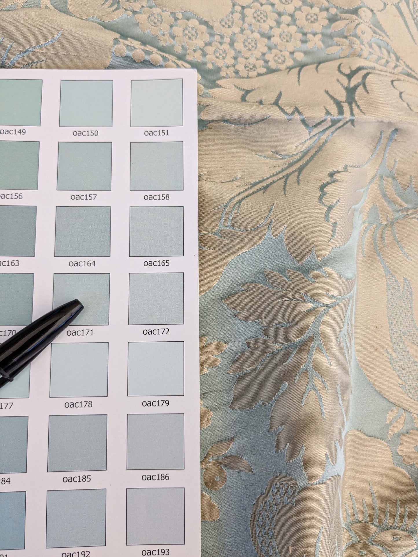 19 EV45 Silk Square 24" x 25"   Tassinari and Chatel Ventadour Bleu Blue Damask Floral Historic MSRP USD1758/y