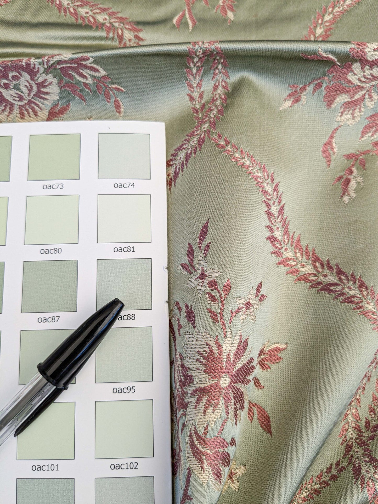 21 EV45 Square 27" x 25" Lelievre Paris Fragonard Fleuve Velvet Green Diamond Ogee Floral Viscose MSRP USD 838/y